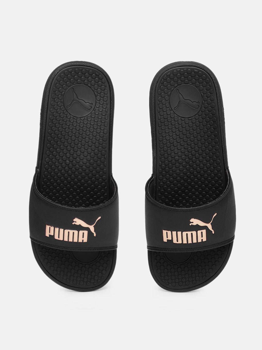 puma women black solid sliders