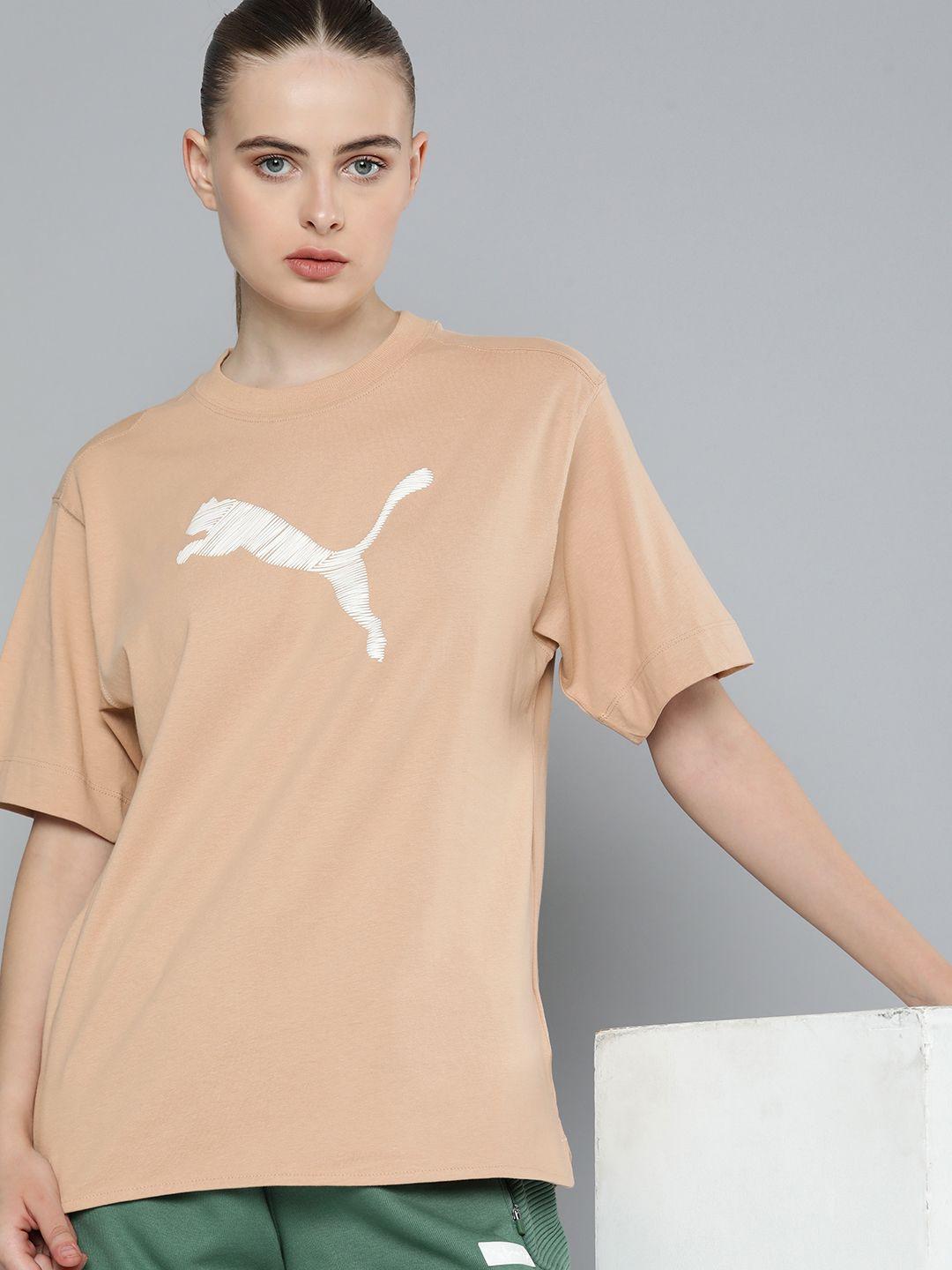 puma women brand logo printed pure cotton outdoor t-shirt