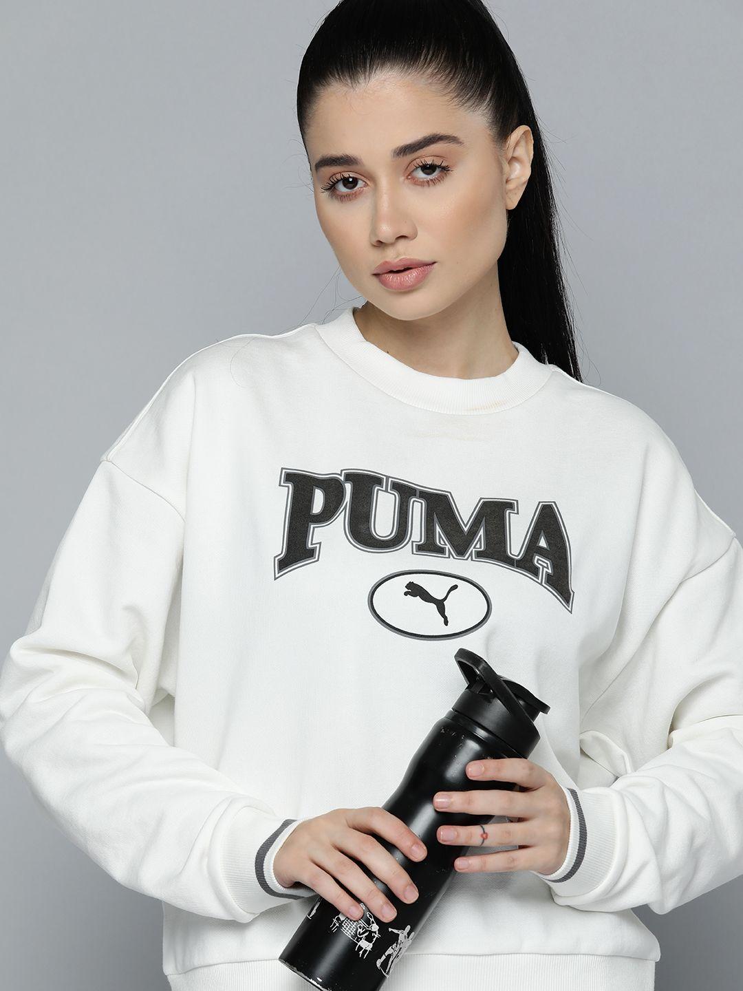 puma women brand logo printed relaxed fit sweatshirt