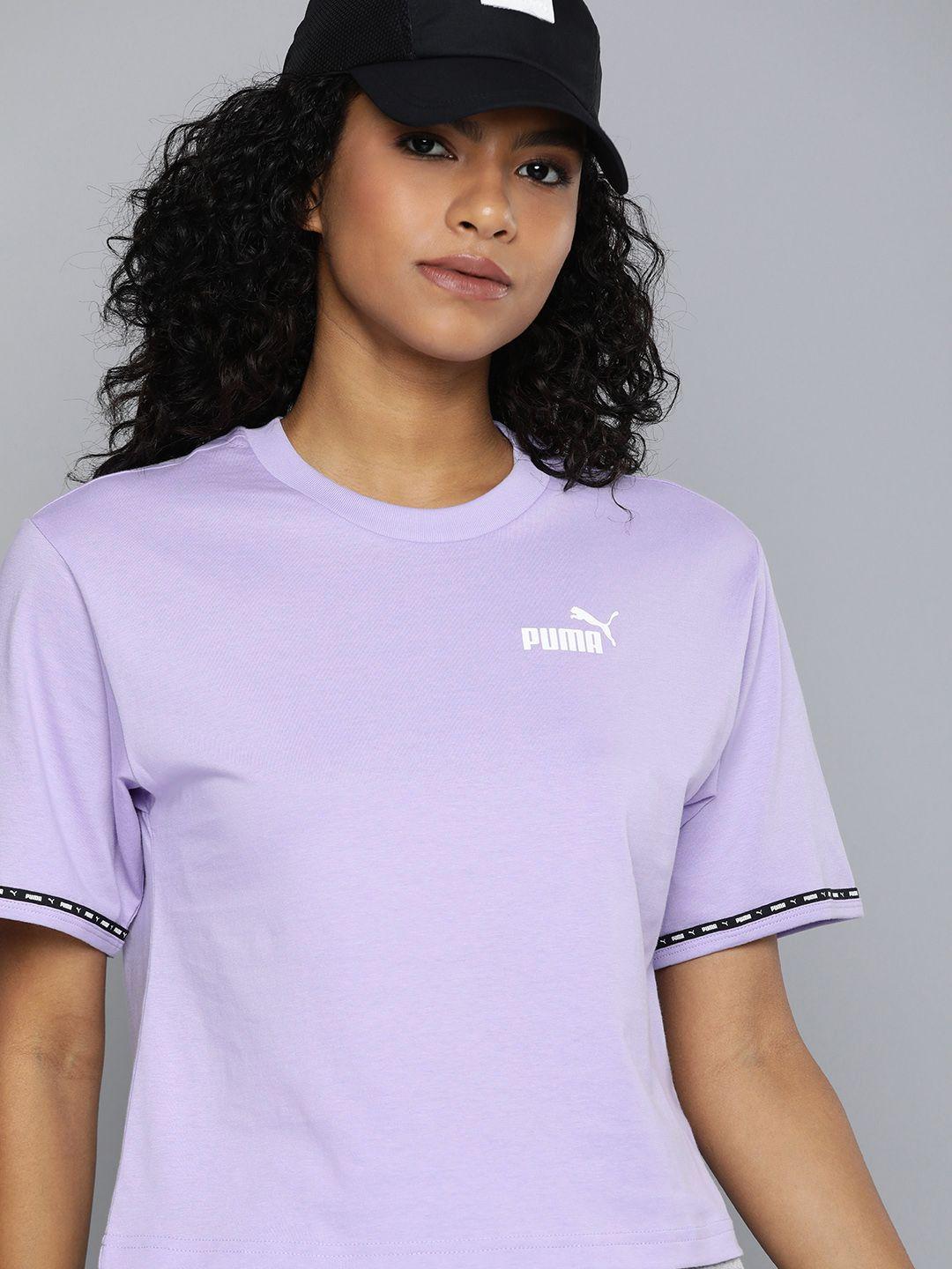 puma women brand logo pure cotton boxy t-shirt