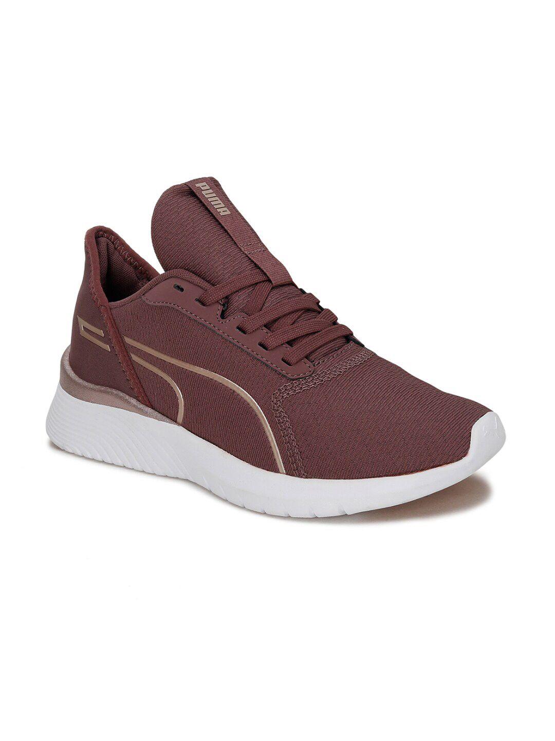 puma women brown remedie metallic textile training or gym shoes