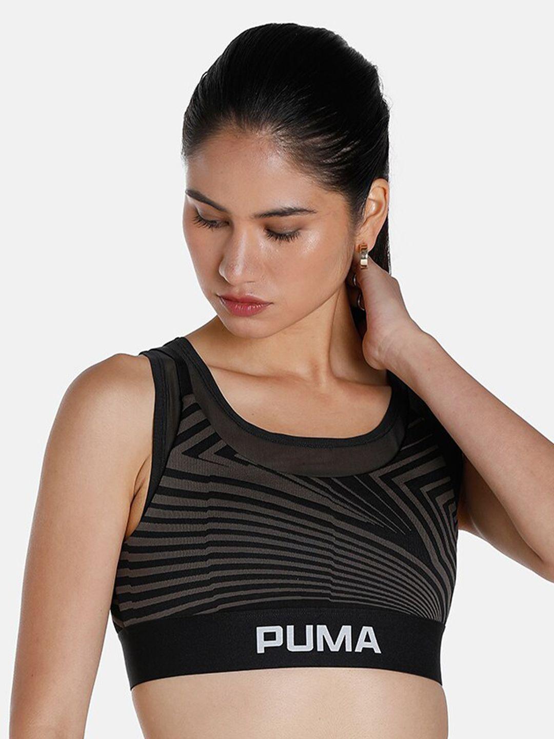 puma women close out printed sports bra