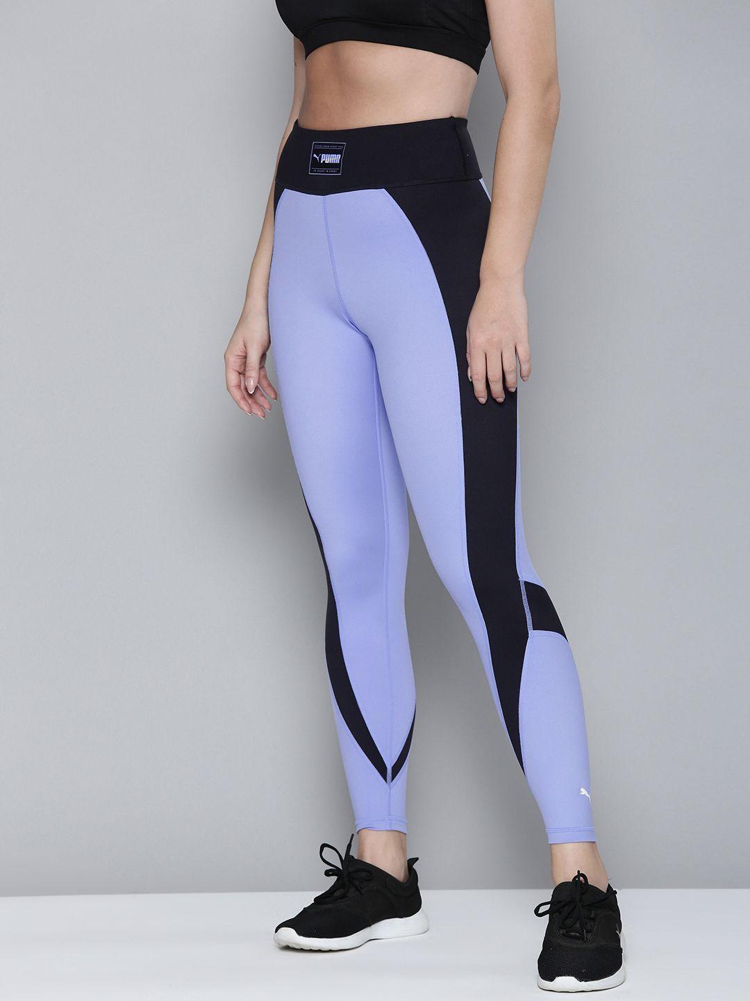 puma women color-blocked dry-cell training or gym tights