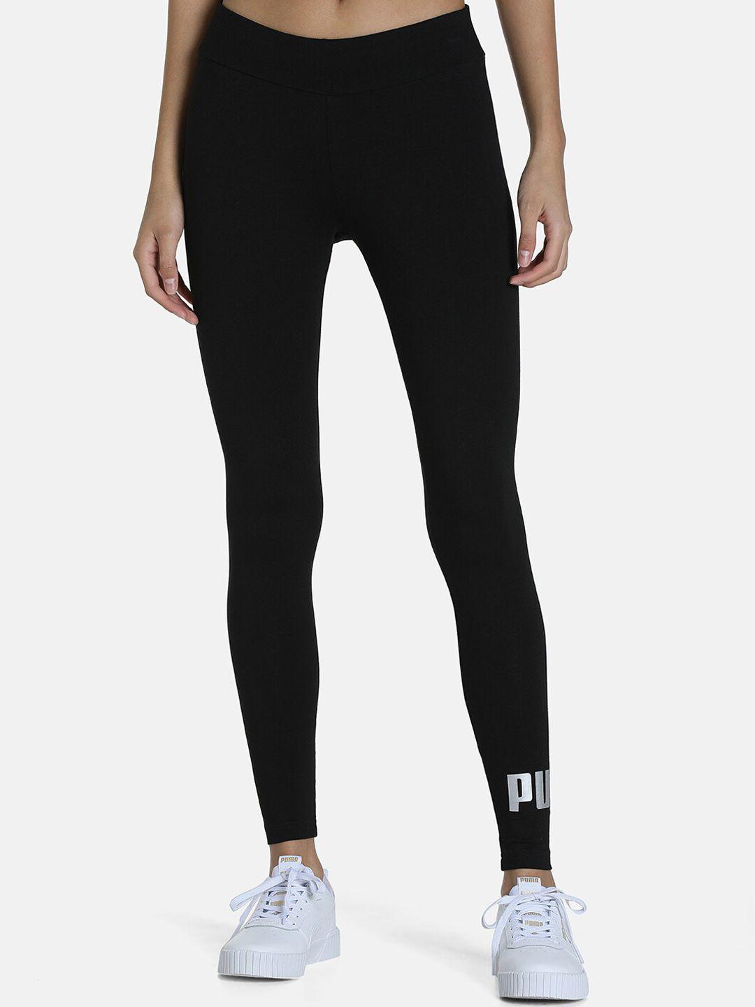 puma women essentials+ metallic logo training tights