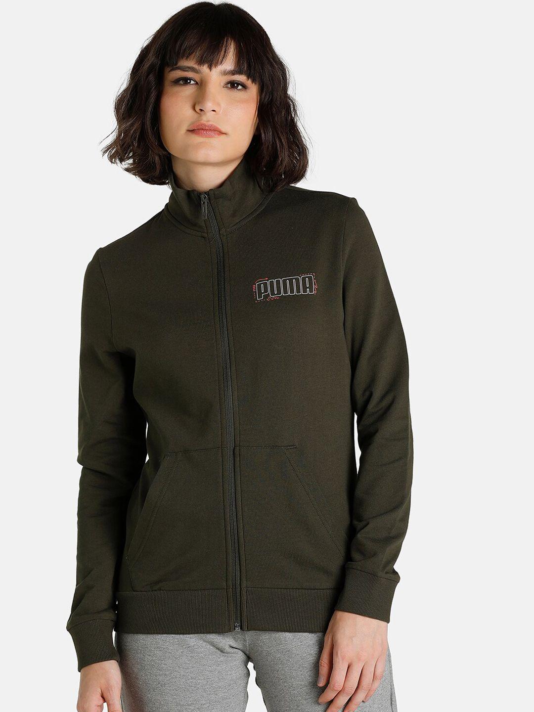 puma women green puma graphic jacket