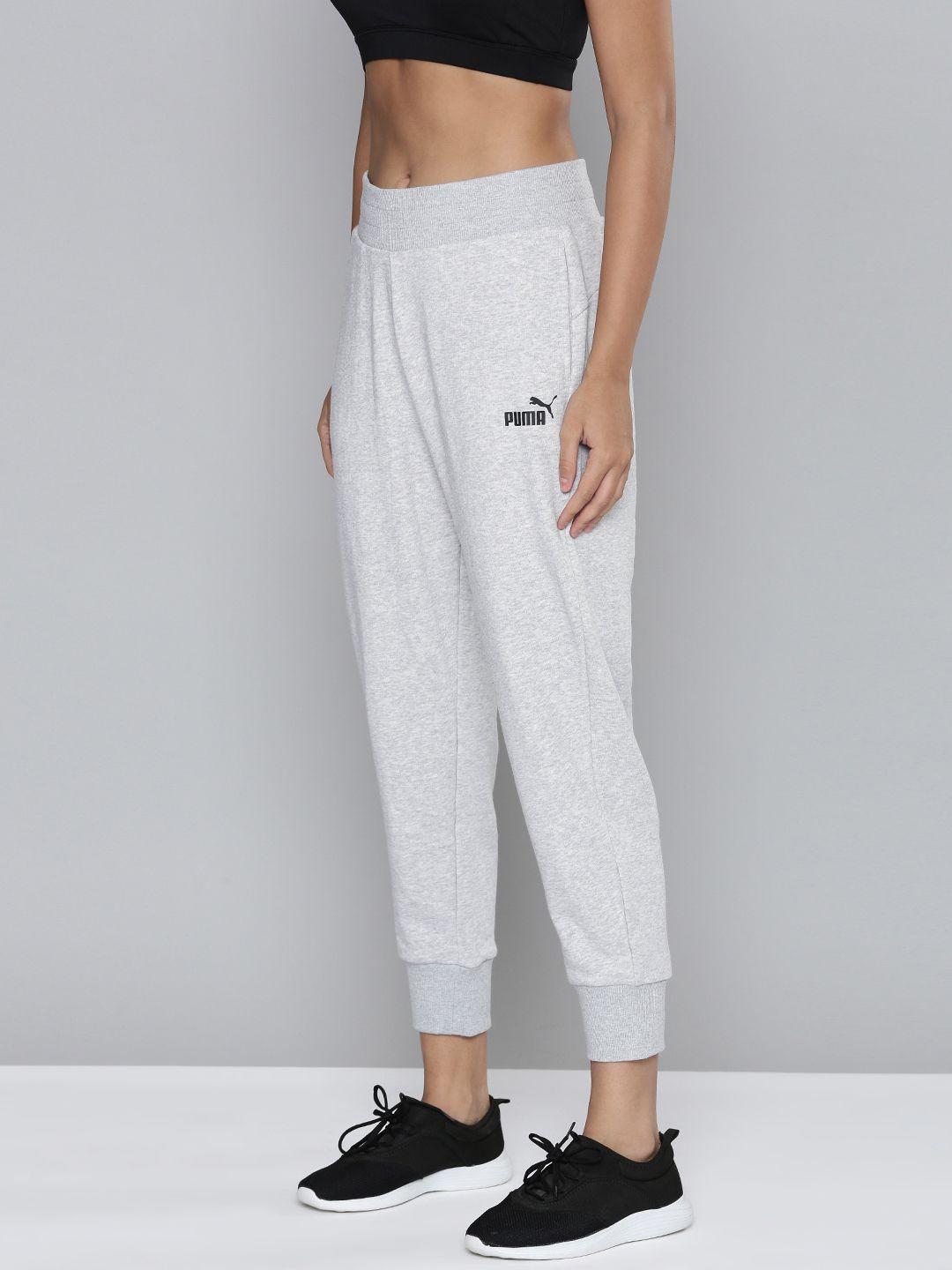 puma women grey melange solid joggers