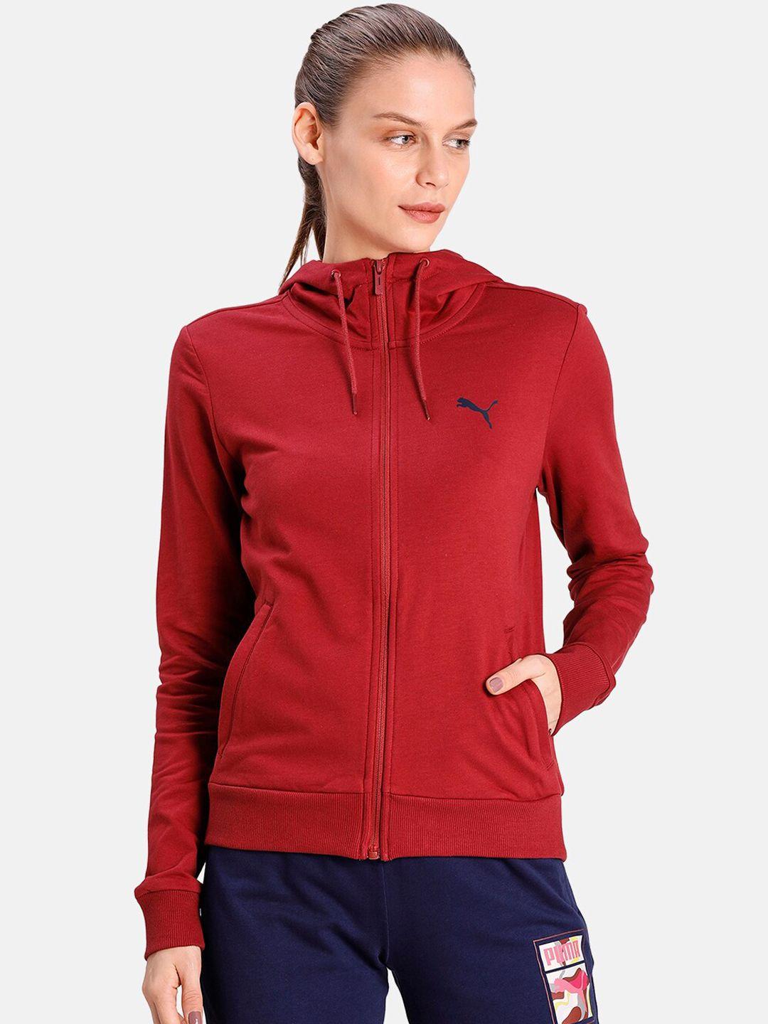 puma women maroon 1948 box graphic jacket