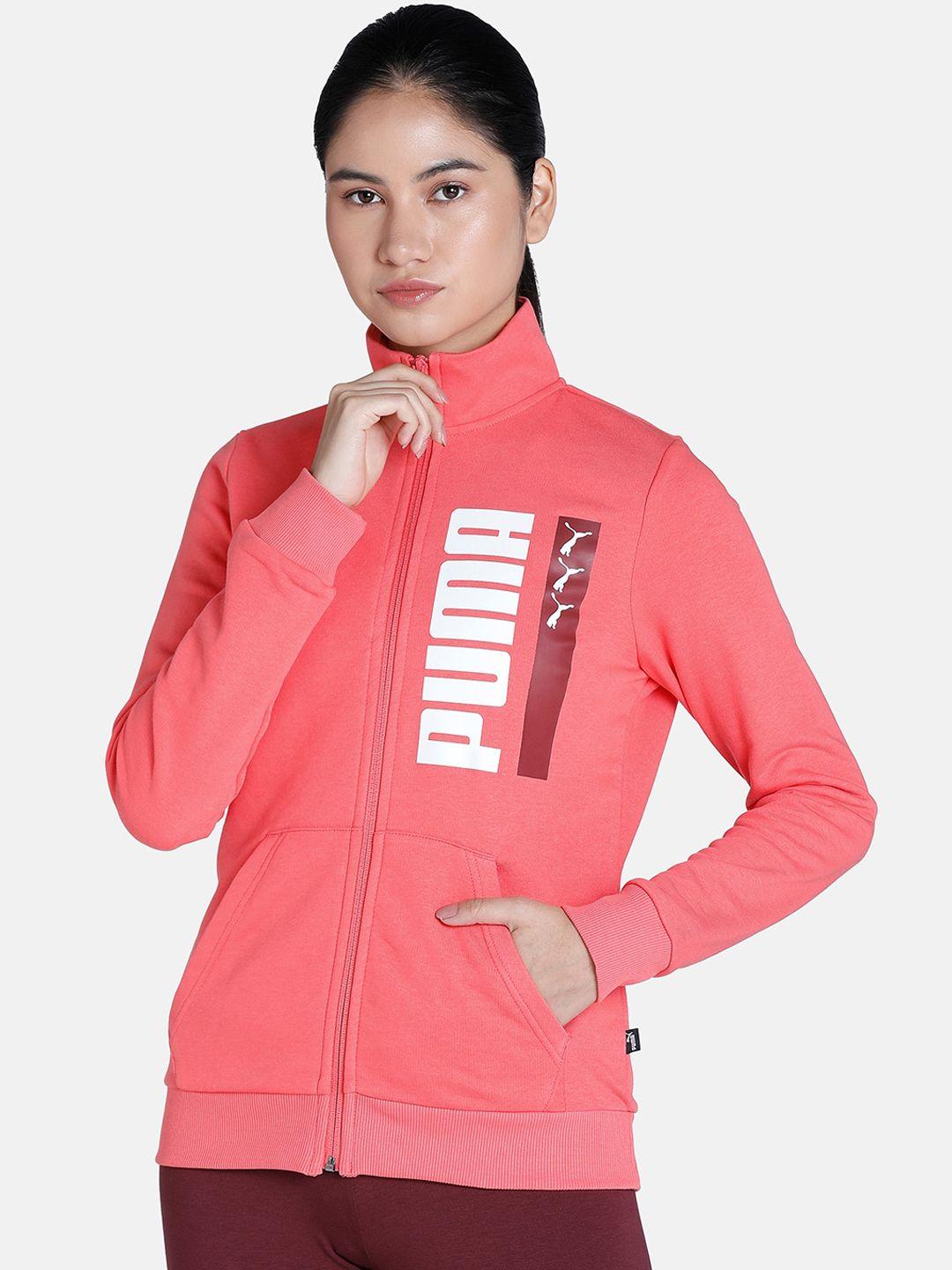 puma women pink brand logo outdoor cotton sporty jacket