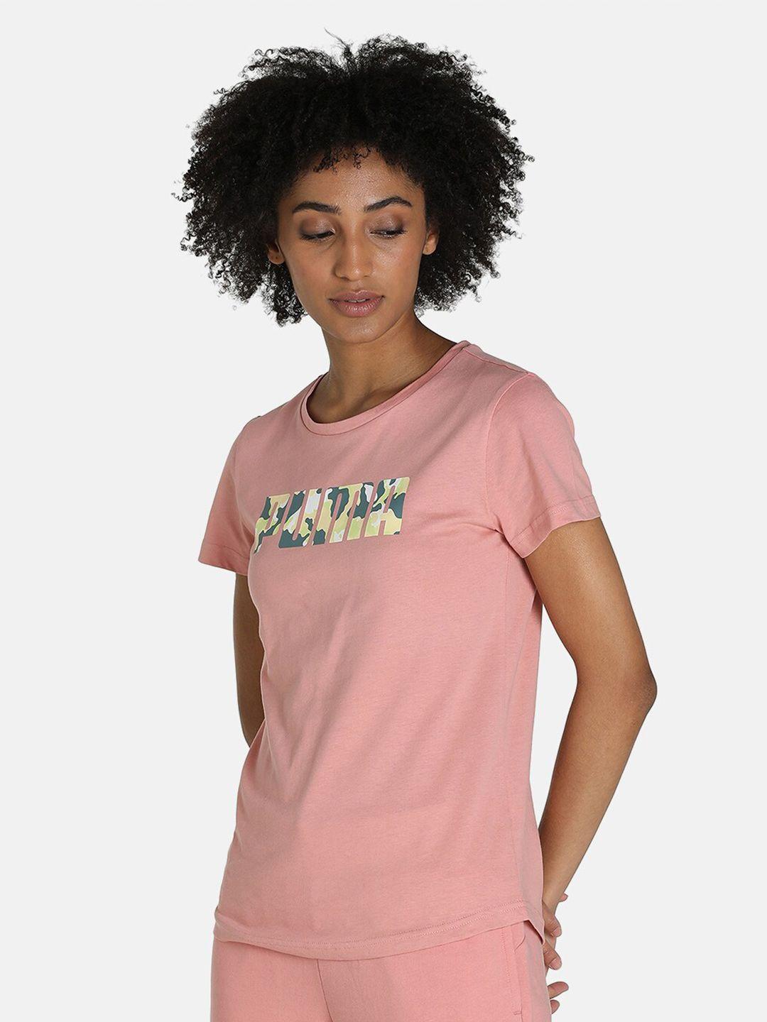 puma women pink brand logo printed outdoor t-shirt