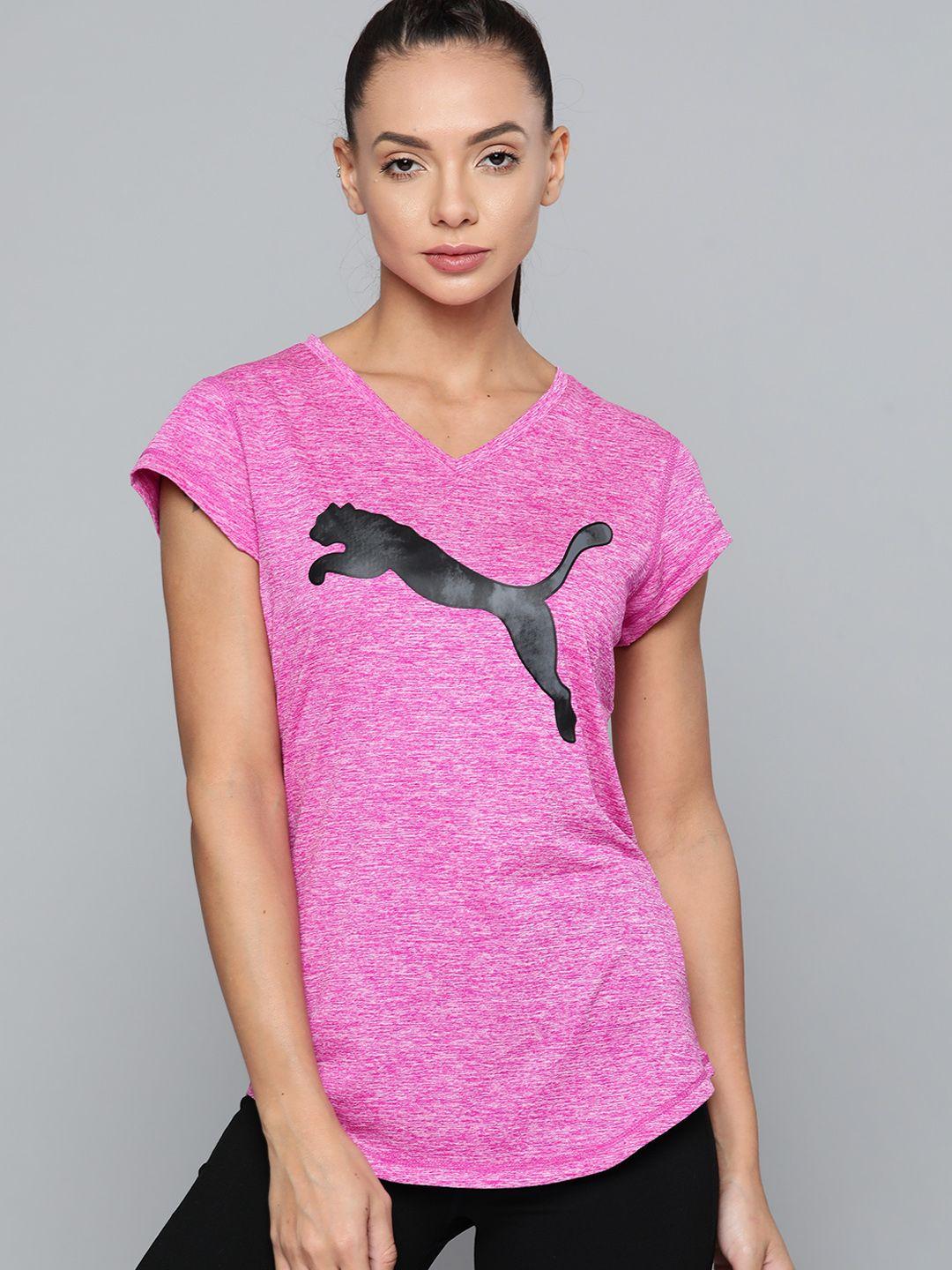 puma women pink brand logo printed training sustainable t-shirt