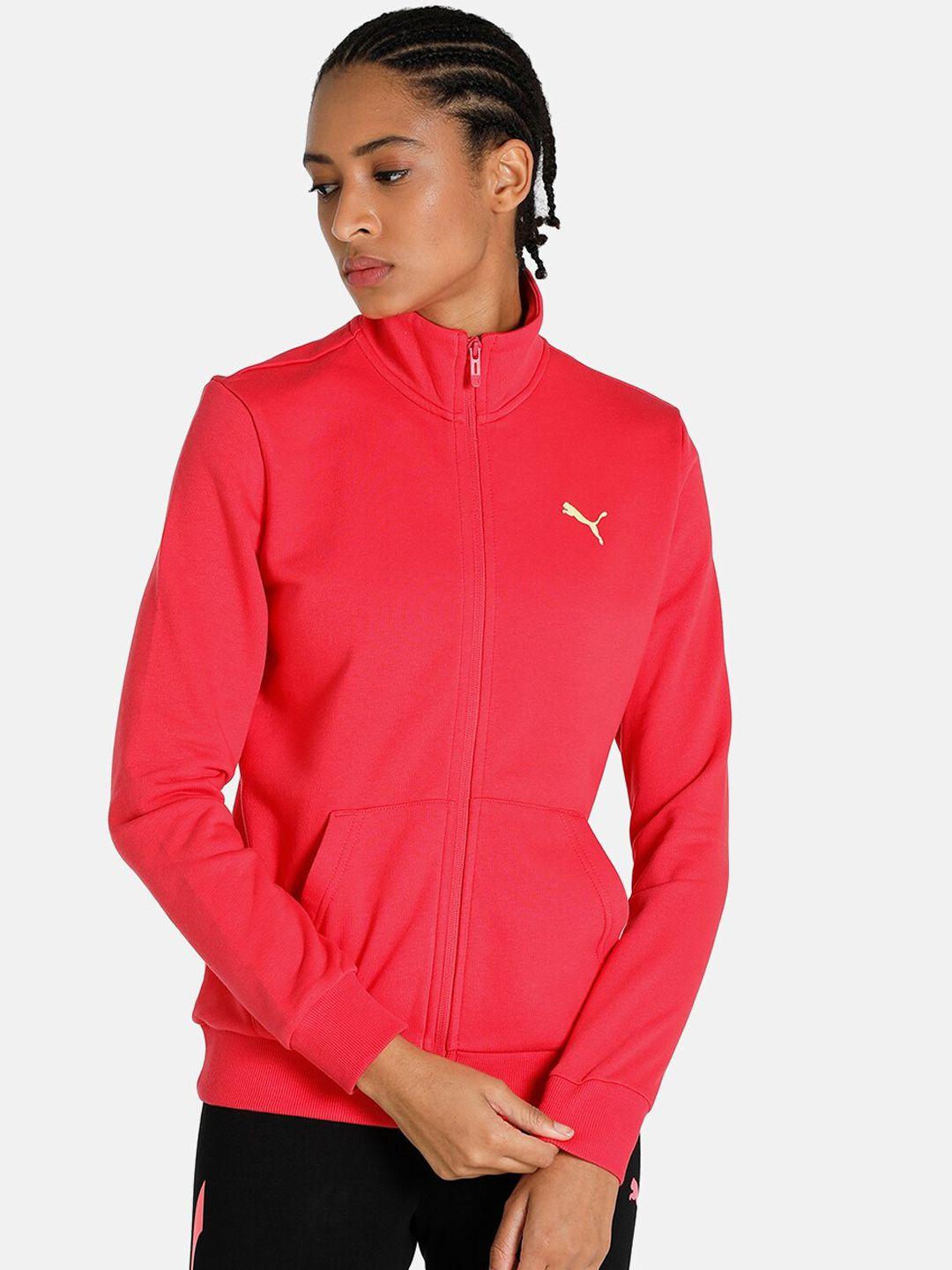 puma women pink brand logo sporty jacket
