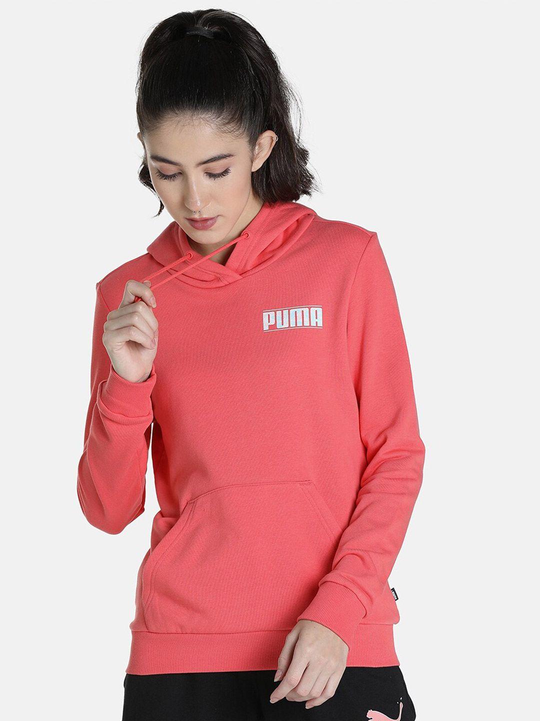 puma women pink hoodie sweatshirt