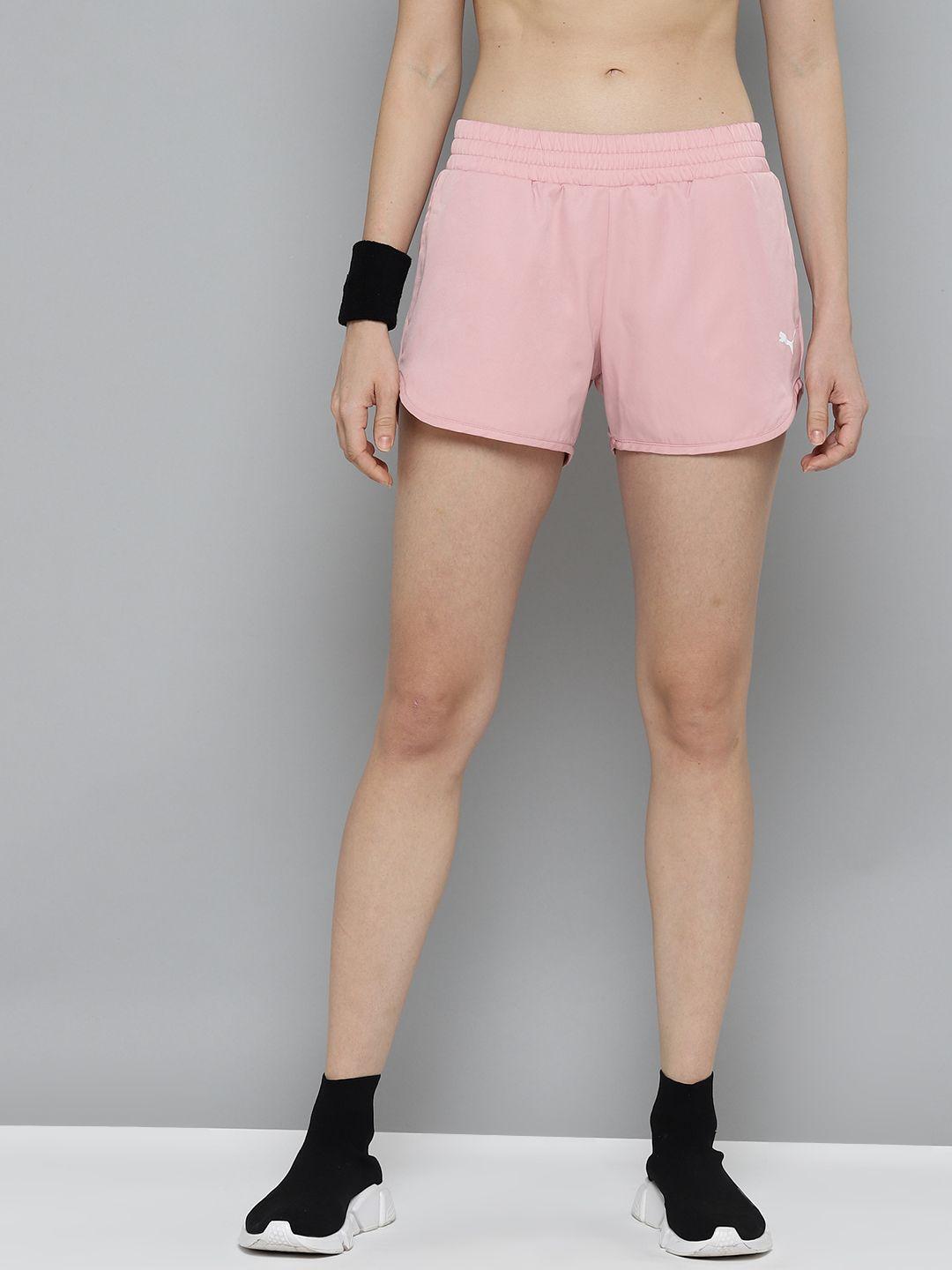 puma women pink solid sustainable sports shorts