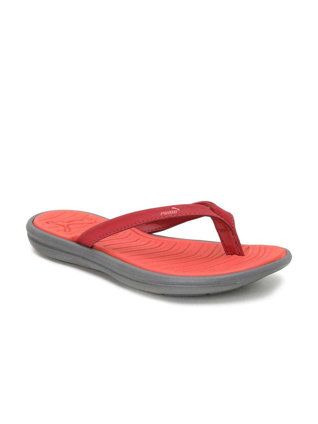 puma women red & peach-coloured daisy thong flip-flops