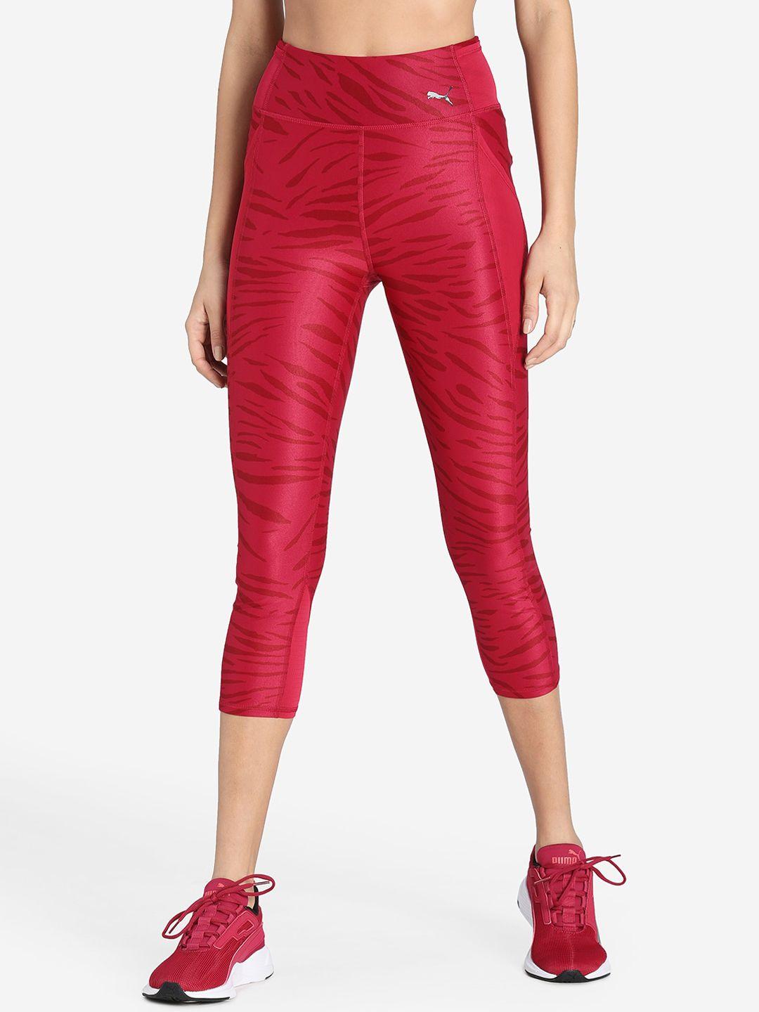 puma women red train favorite aop 3/4 tights