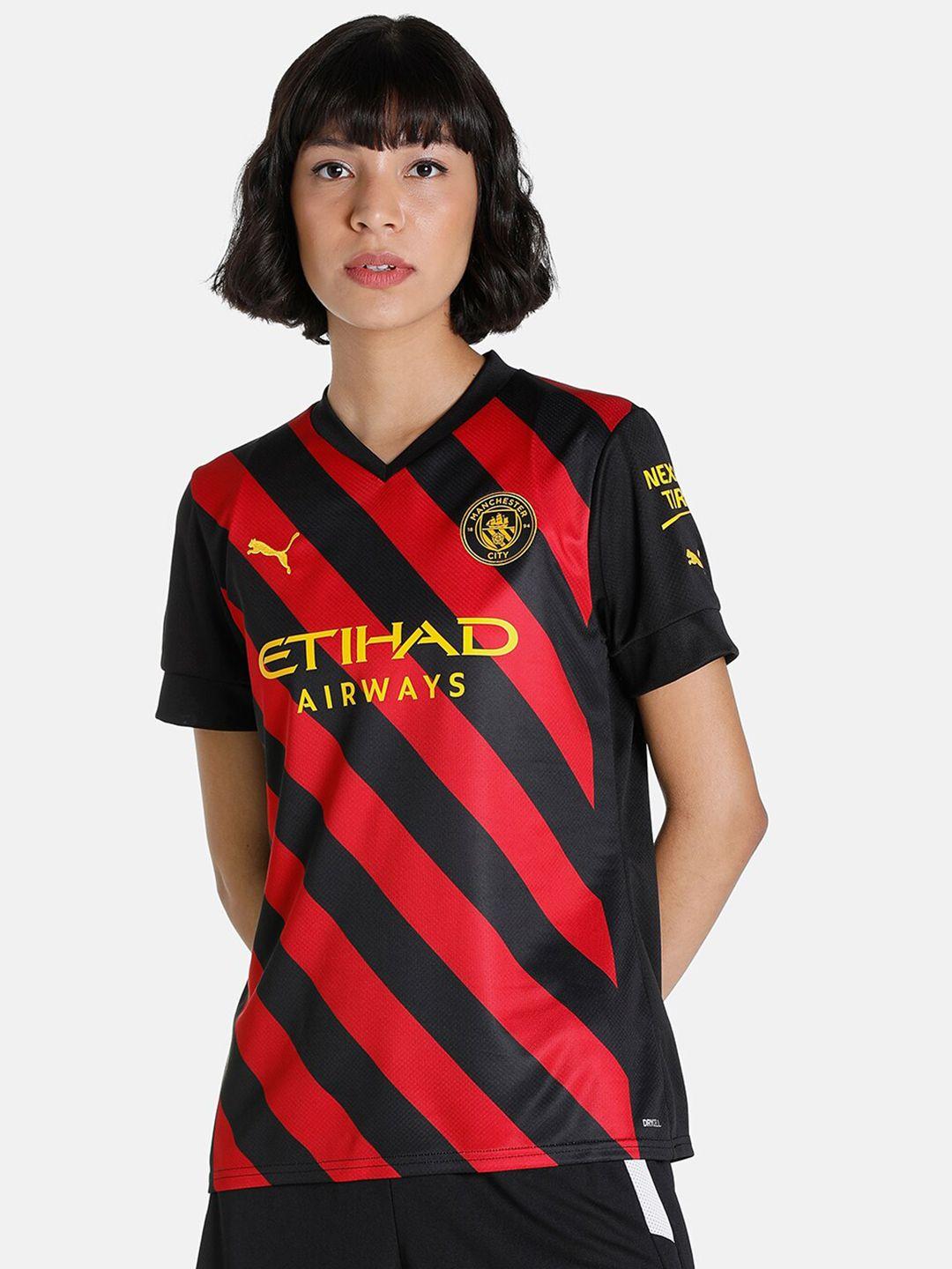 puma women regular fit manchester city f c away 22/23 replica jersey v-neck t-shirt