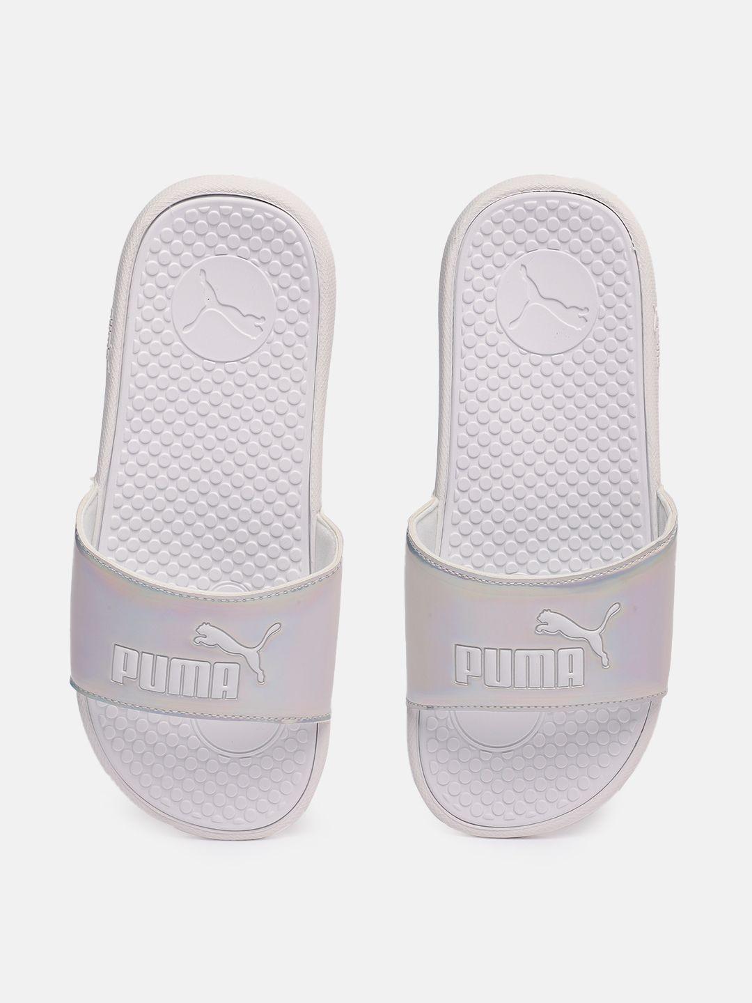 puma women white cool cat distressed sliders