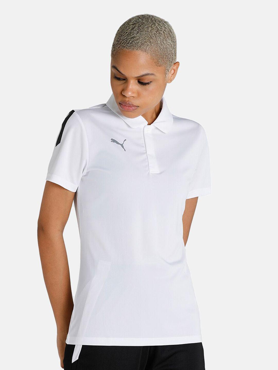 puma women white team liga sideline polo t-shirt