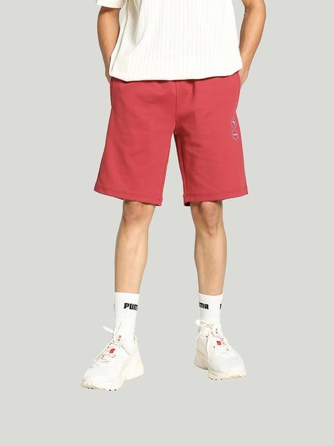 puma x one8 elevated red slim fit cotton shorts