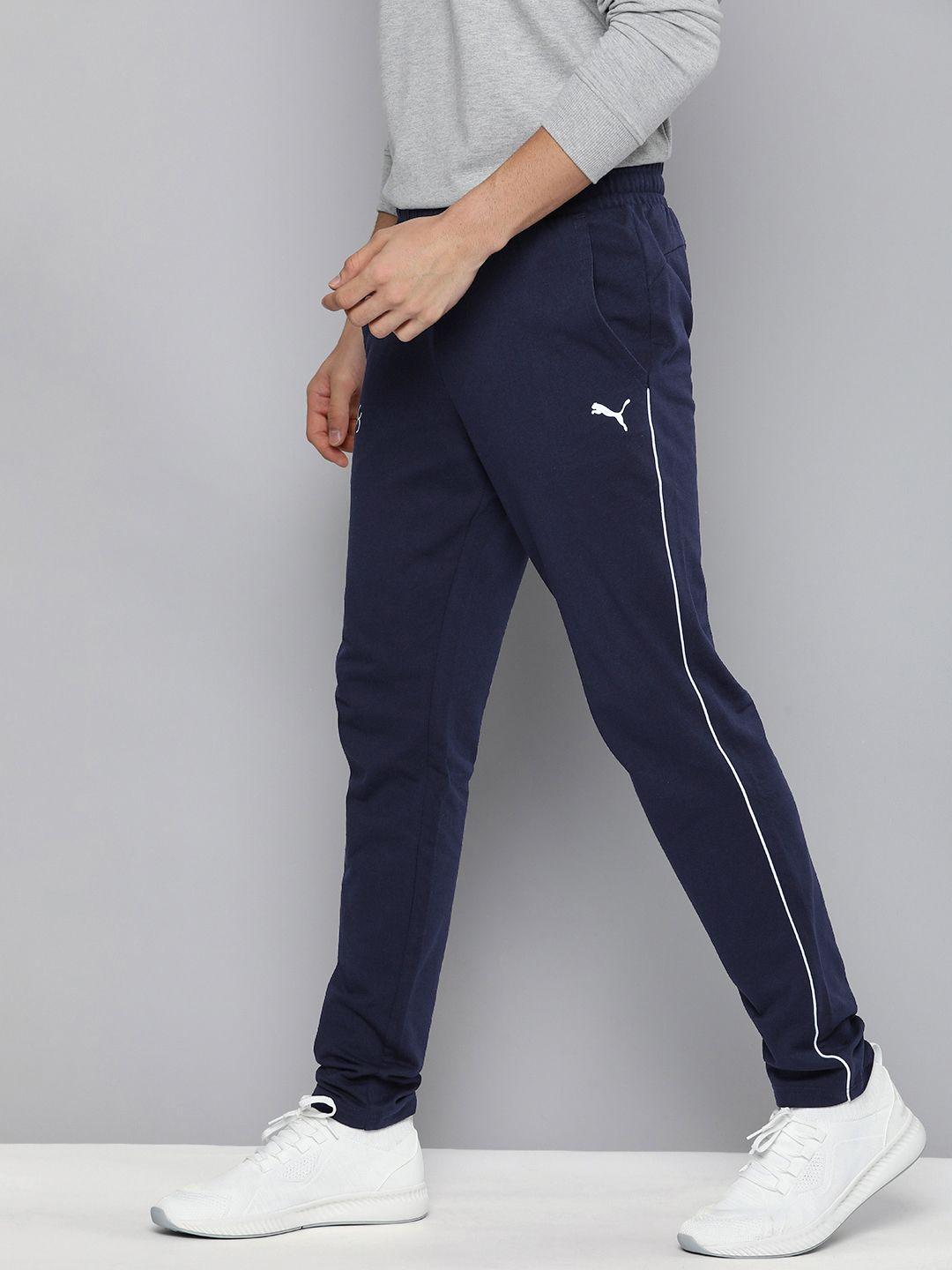 puma x one8 men navy blue brand logo printed slim fit piping track pants