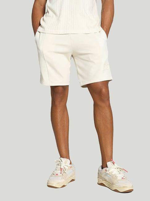 puma x one8 off white regular fit cotton overlay shorts