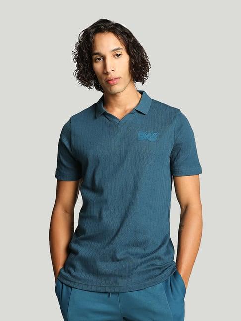 puma x one8 teal blue regular fit polo t-shirt