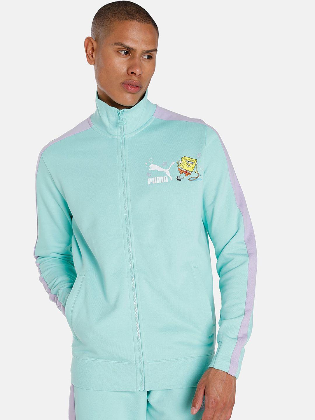 puma x spongebob t7 logo printed cotton sporty jacket