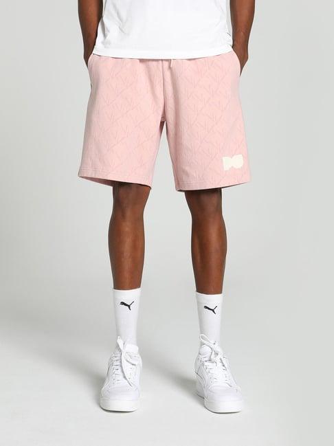 puma xone8 pink cotton regular fit printed sports shorts