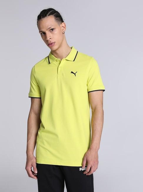 puma yellow cotton slim fit polo t-shirt