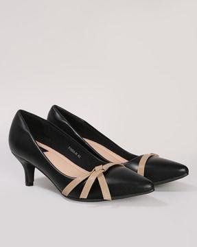 pumps with tie-up accent