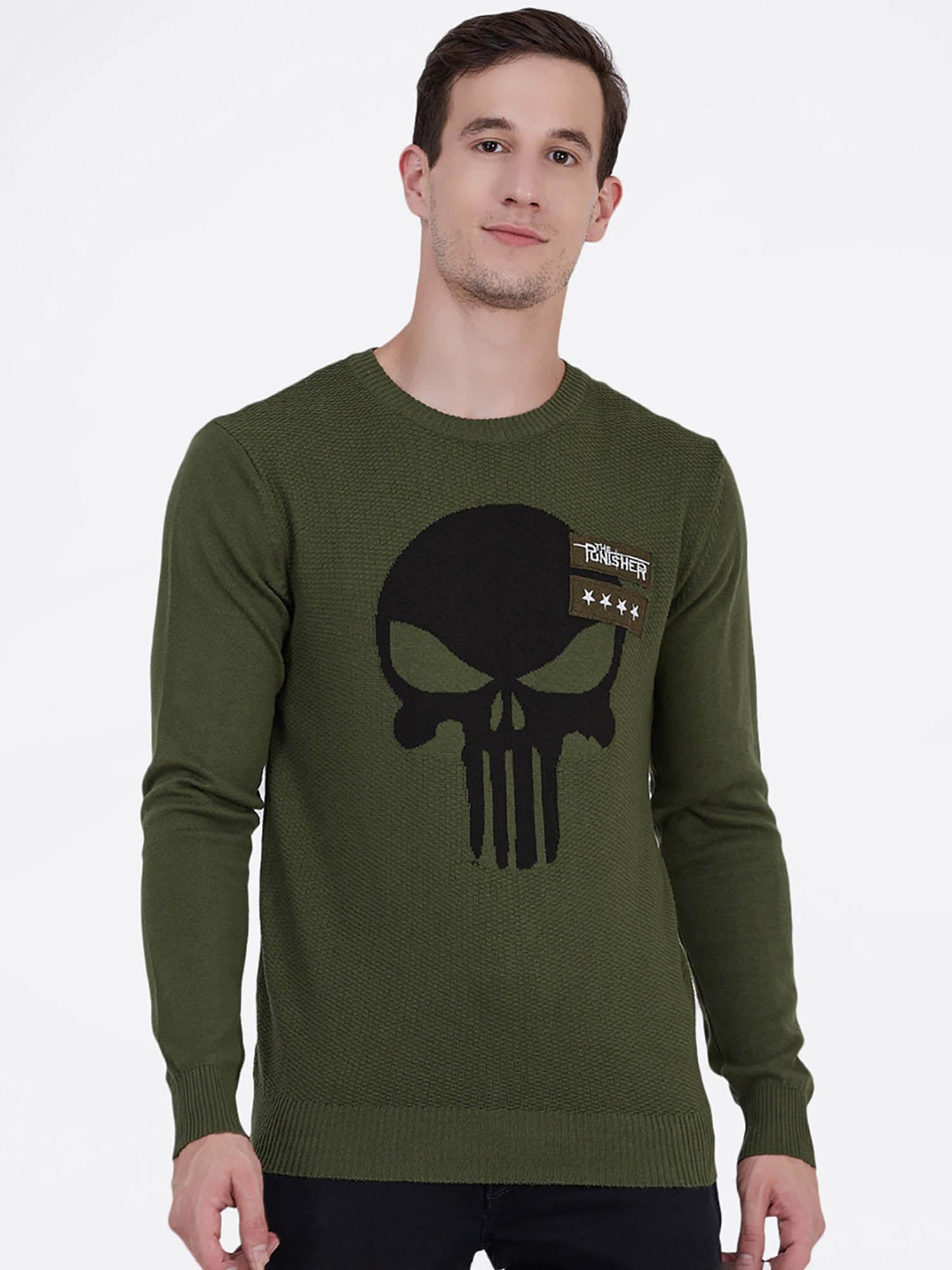 punisher printed sweater for young men