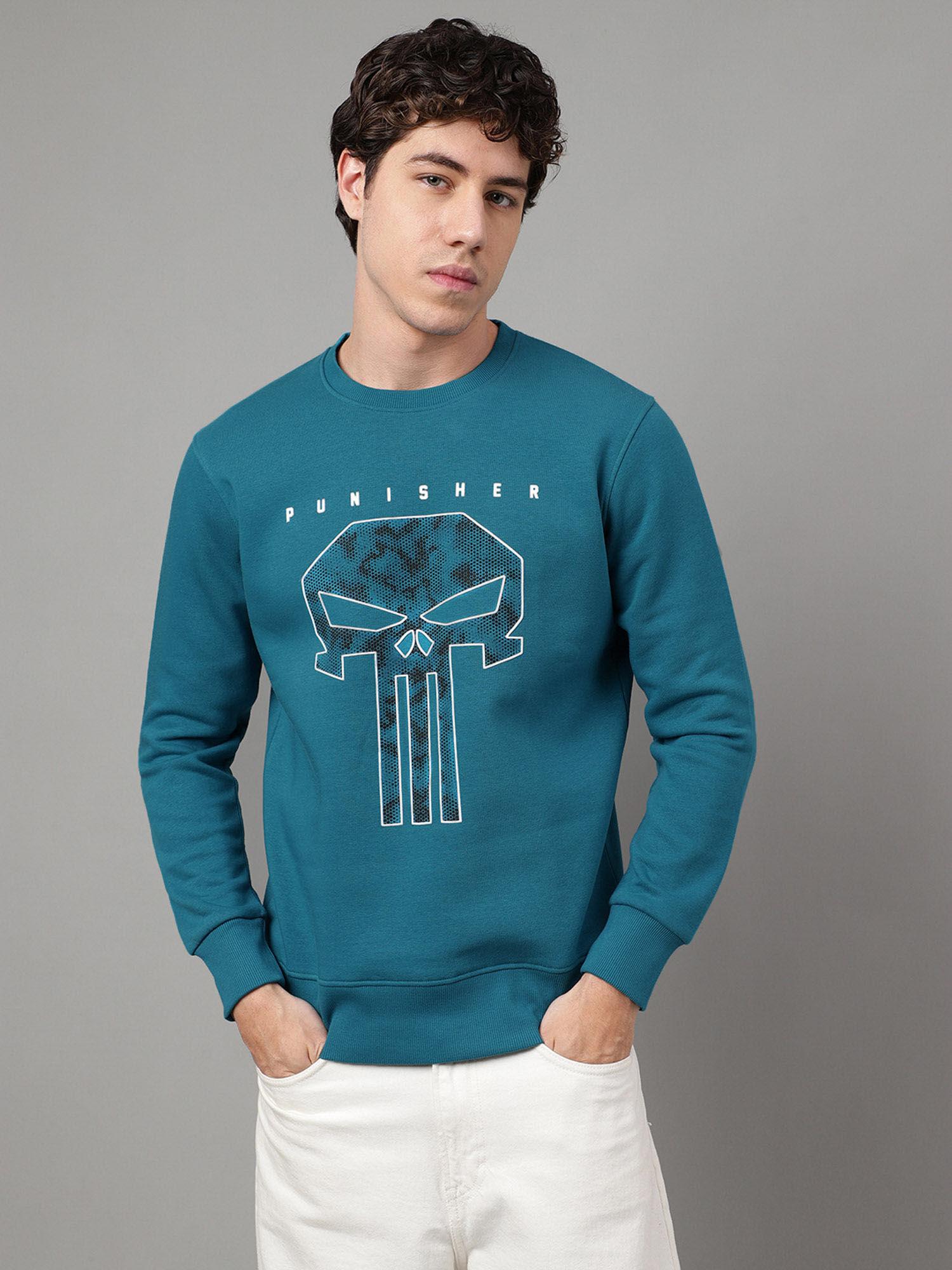 punisher printed blue sweatshirt