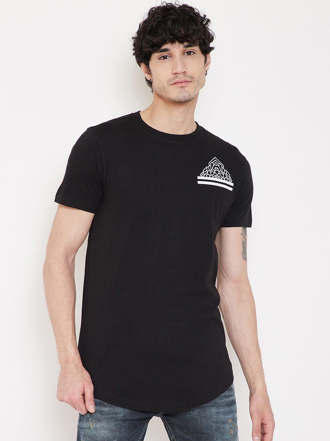 punk men black printed round neck t-shirt