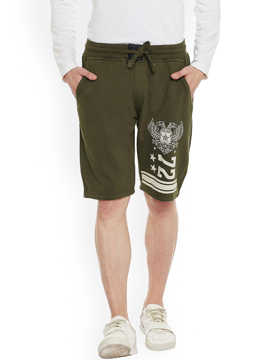 punk men printed regular fit cotton shorts