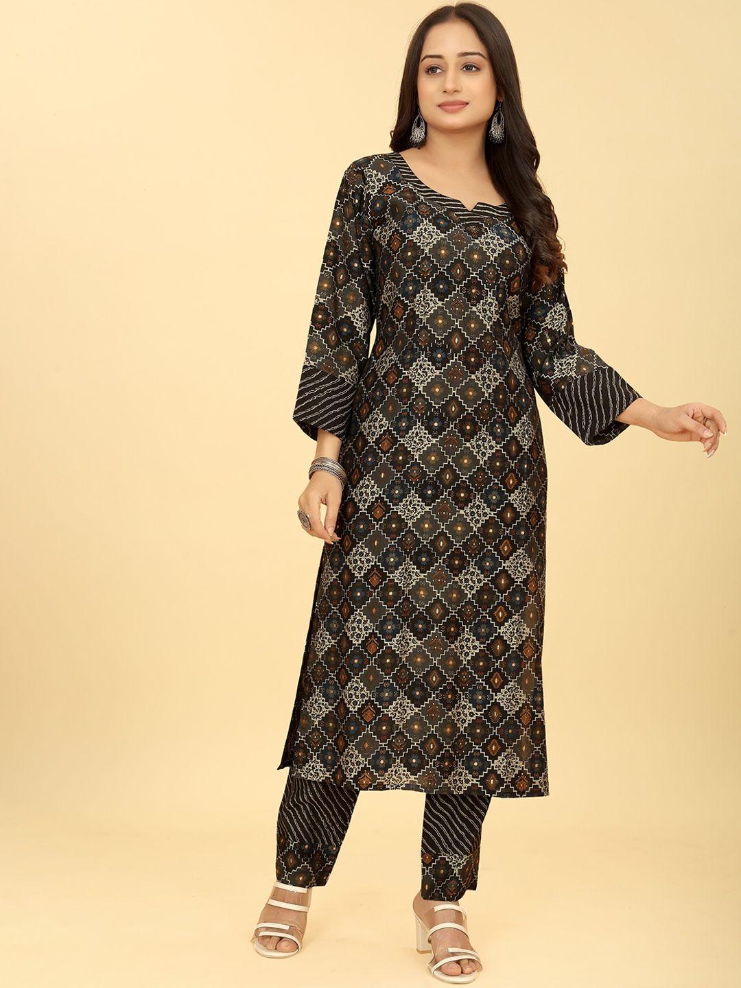 punrwa ethnic motifs printed chanderi cotton kurta with trousers