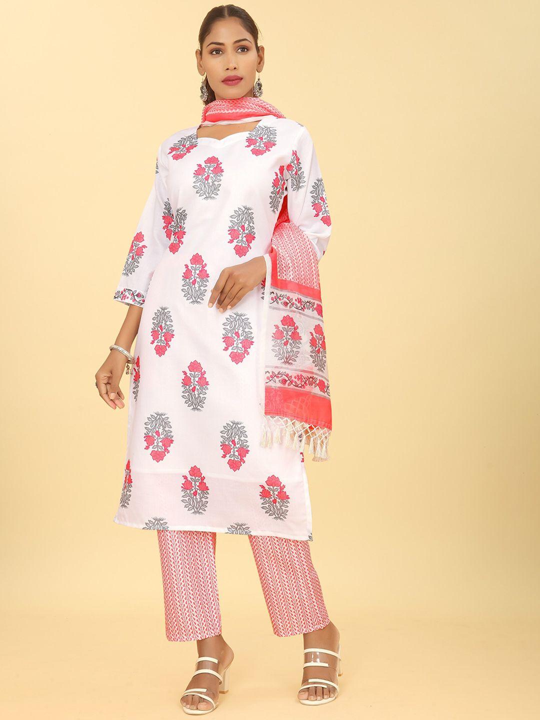 punrwa ethnic motifs printed kurta with trousers & dupatta