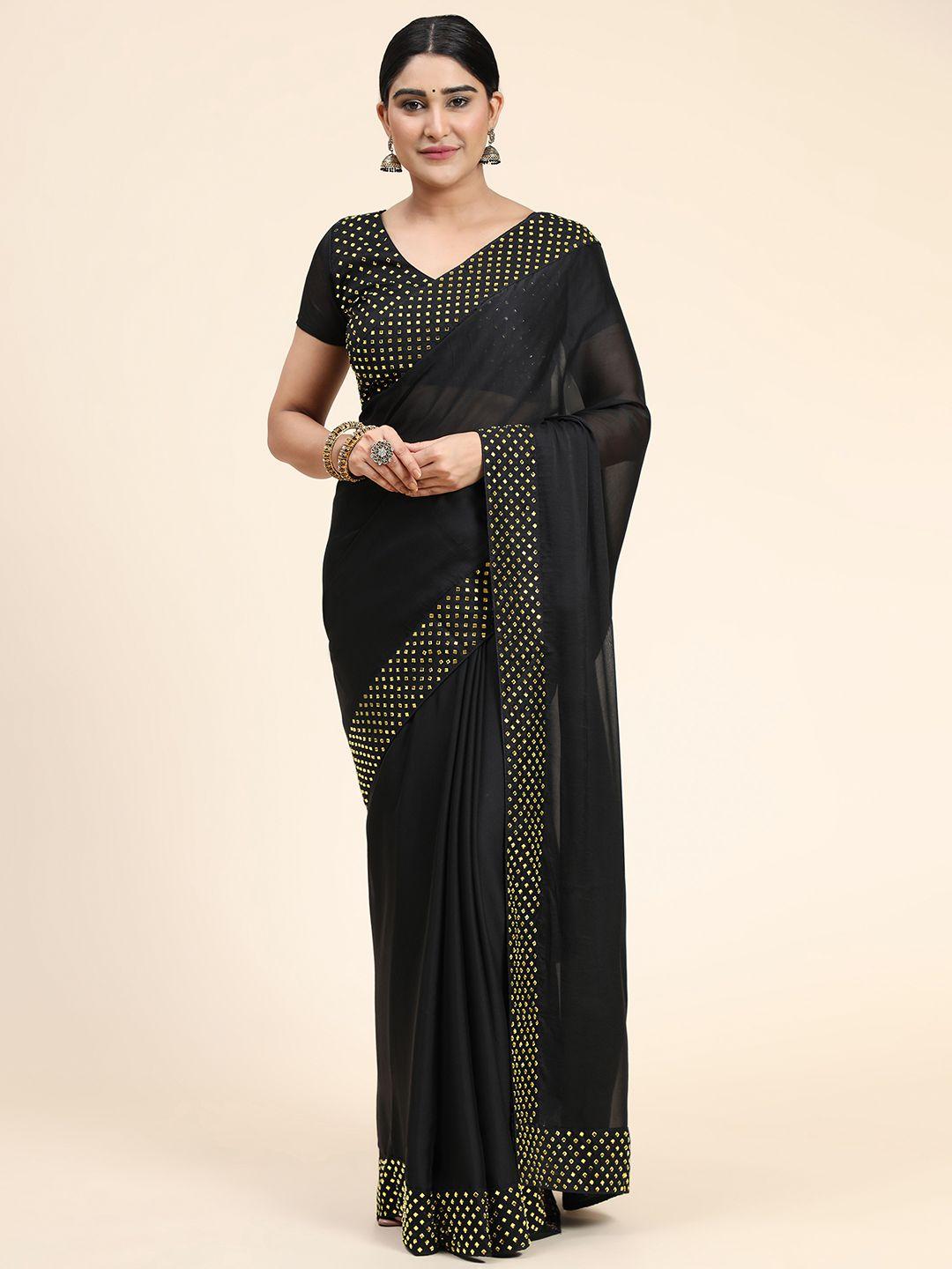 punyatha creation black silk saree