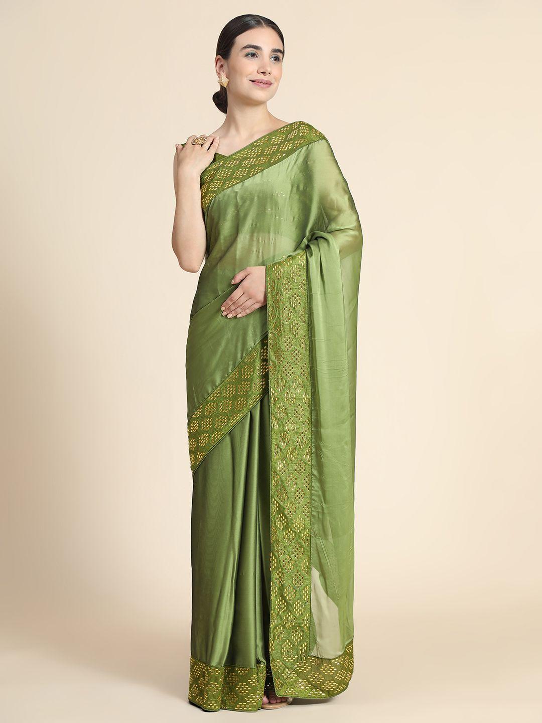 punyatha creation olive green zari pure silk saree