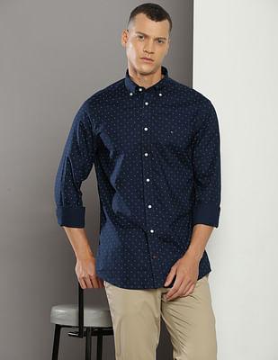 pure cotton geometric print shirt