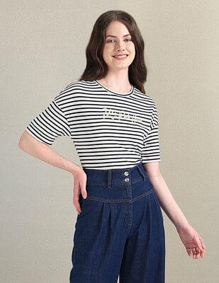 pure cotton horizontal stripe t-shirt