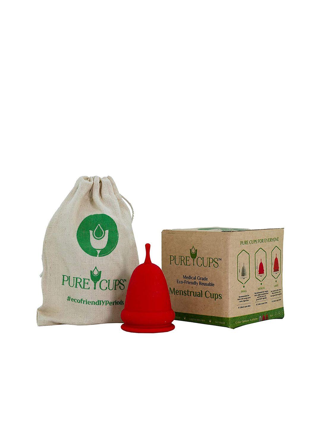 pure cups reusable medium size menstrual cup - red