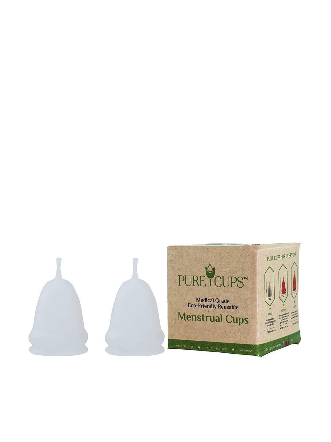 pure cups set of 2 latex free medical grade reusable & eco friendly menstrual cups- medium