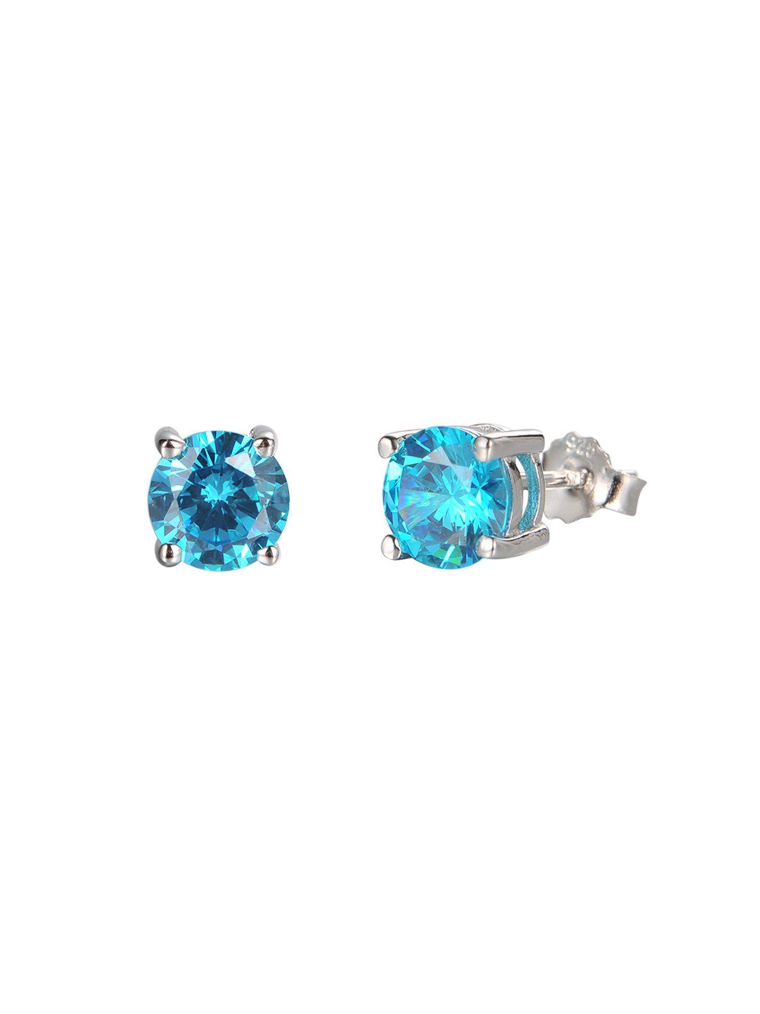 pure 925 sterling silver created topaz solitaire stud earrings for women and girls