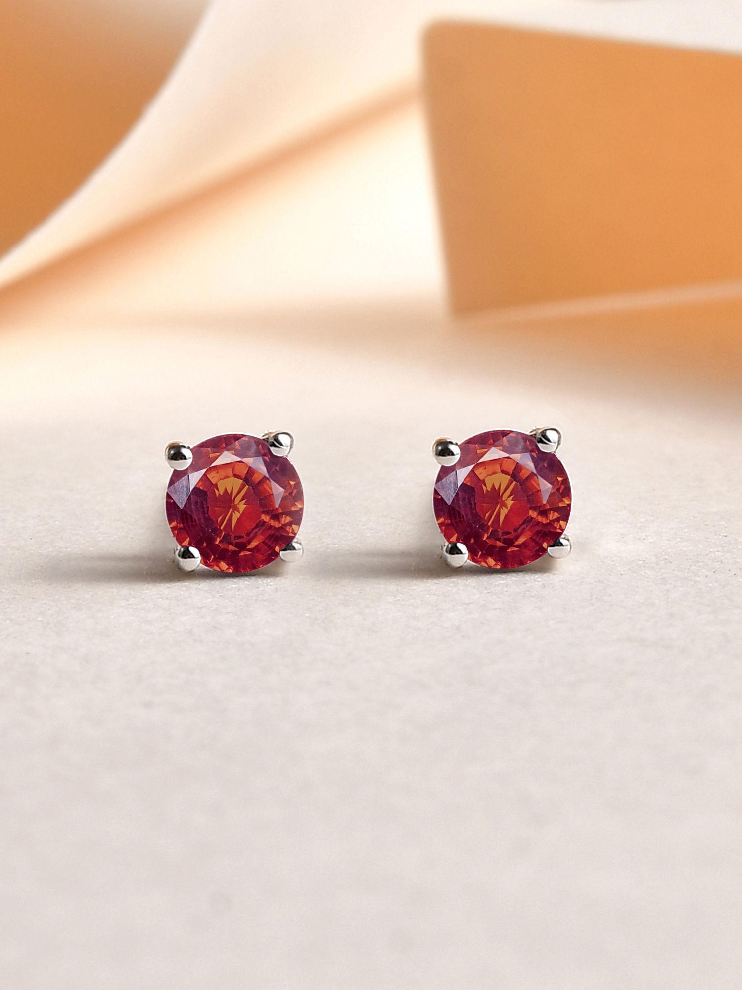 pure 925 sterling silver red garnet stud earrings for women and girls