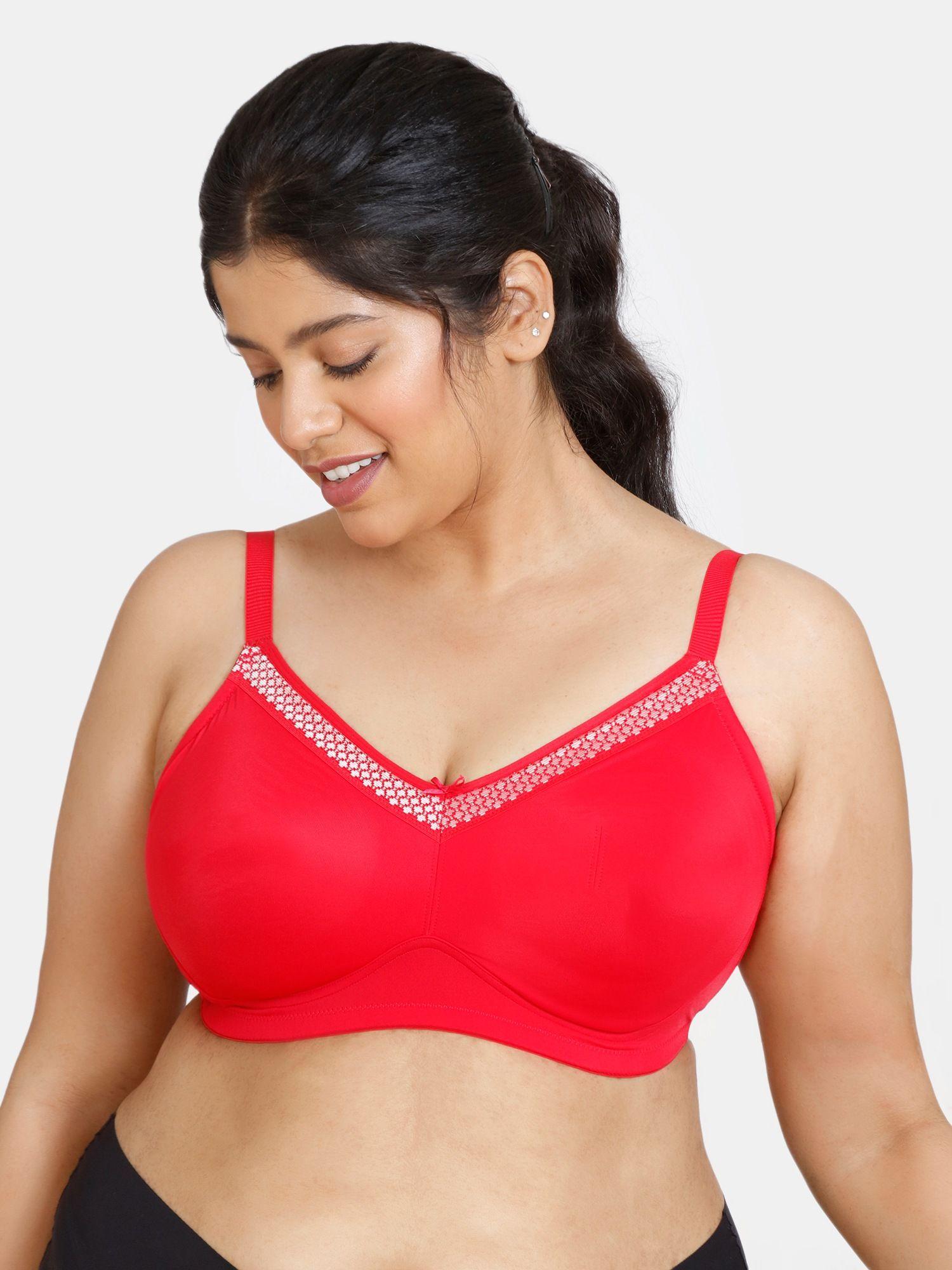 pure bliss double layered non-wired full coverage minimser bra - ski patrol red