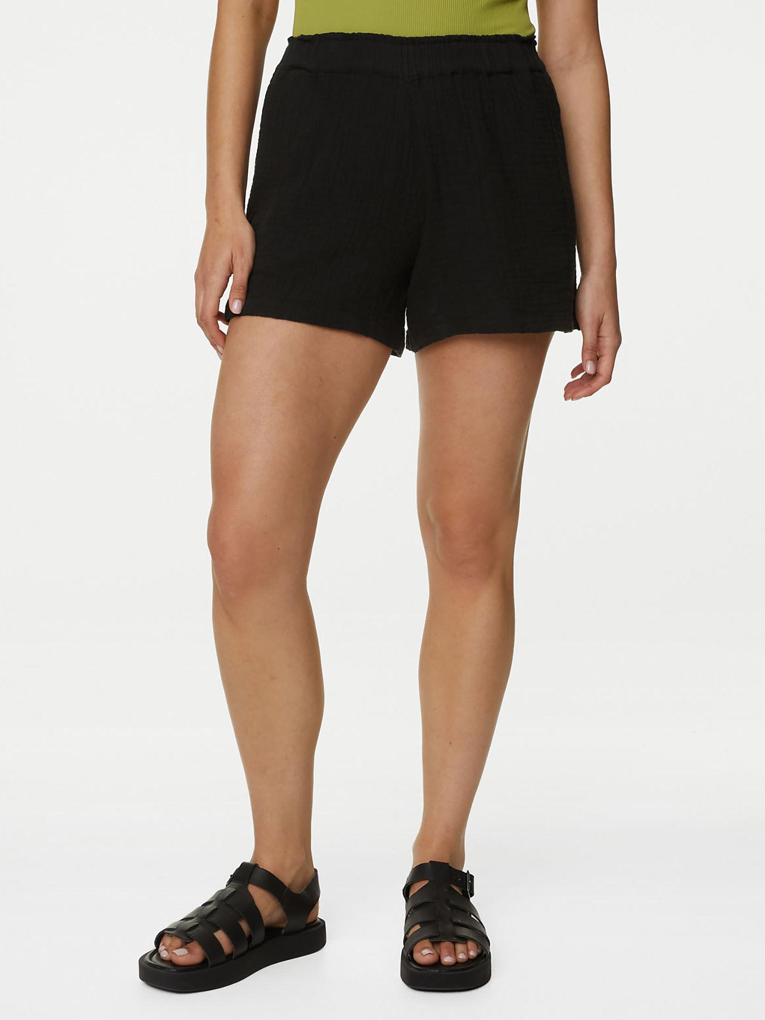 pure cotton black shorts