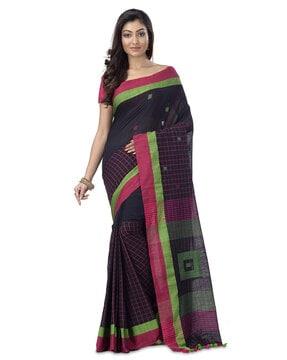 pure cotton checkered saree