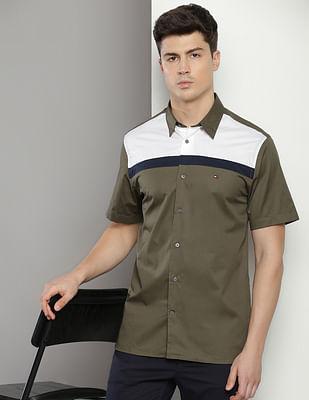 pure cotton colour block shirt