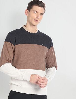 pure cotton colour block sweater