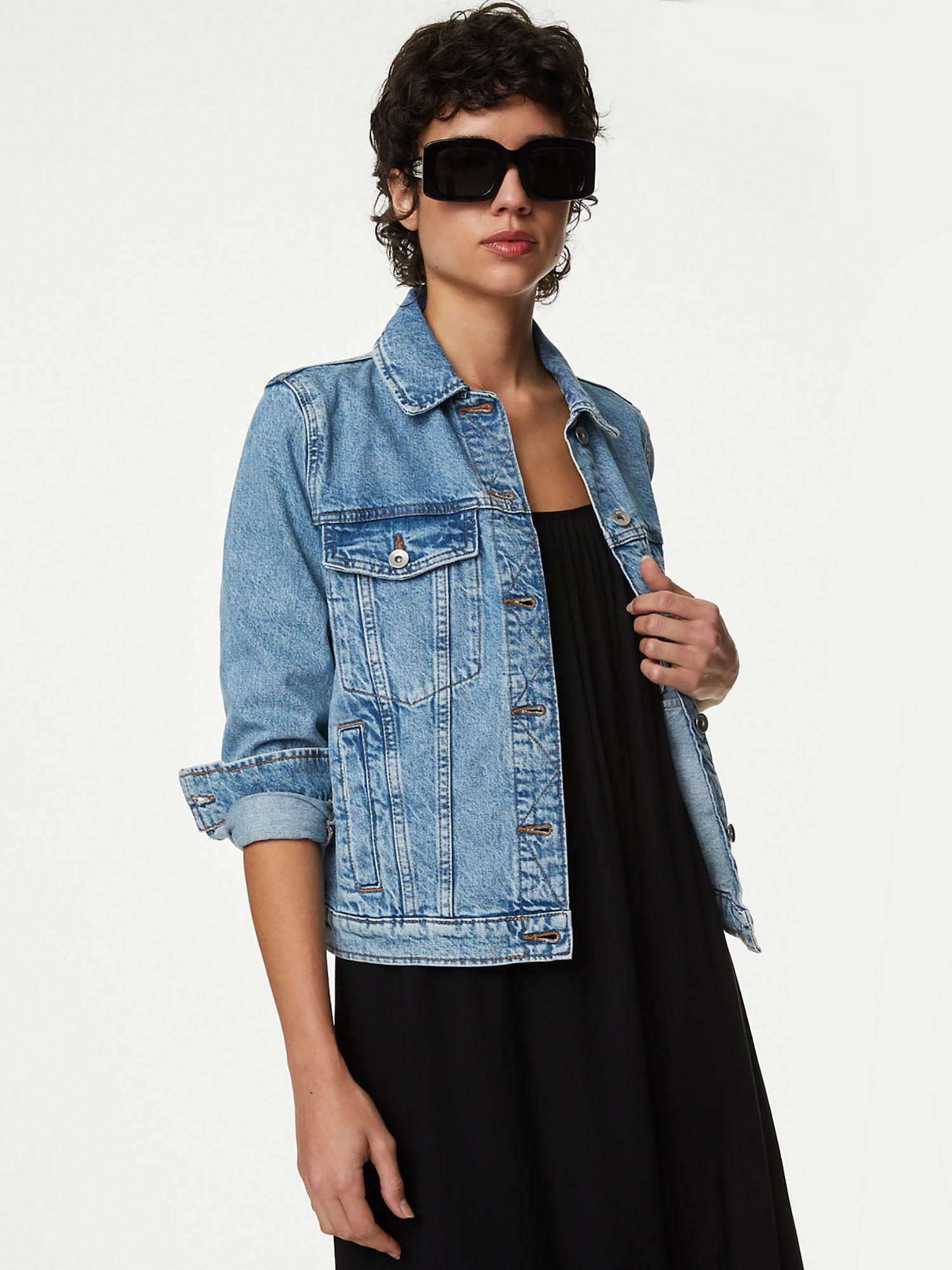 pure cotton denim blue jacket